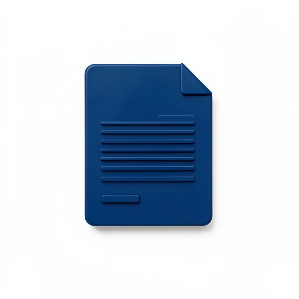 Small document icon resembling an article page, dark blue on white